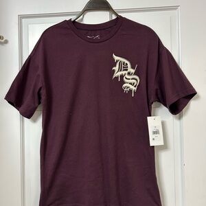Men's Short Sleeve Crewneck T-Shirt with Drip Logo - Maroon Snoop Dogg NWT